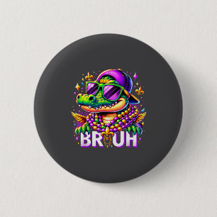 Bruh Mardi Gras Alligator For Kids Boys Mens New O Button