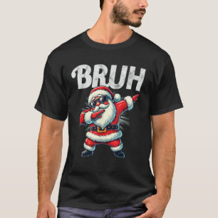 Bruh Meme Cool Dabbing Santa Funny Christmas Boys  T-Shirt
