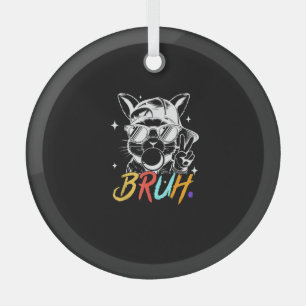 Bruh Meme Easter Cool Bunny Face Sunglasses Men Bo Glass Ornament