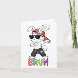 Bruh Meme Easter Day Dabbing Bunny Easter Bruh Boy Card