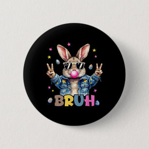 Bruh Meme Easter Day Funny Bunny Eggs Teens Boys K Button
