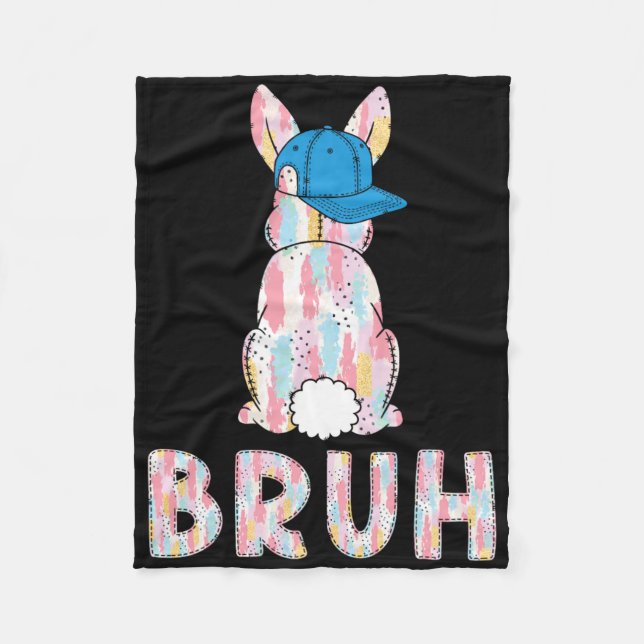 Bruh Meme Easter Day Funny Bunny Eggs Teens Boys K Fleece Blanket (Front)