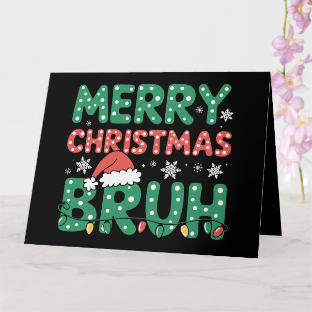 Bruh Meme Funny Saying Bro Greeting Christmas  Card (Orchid)