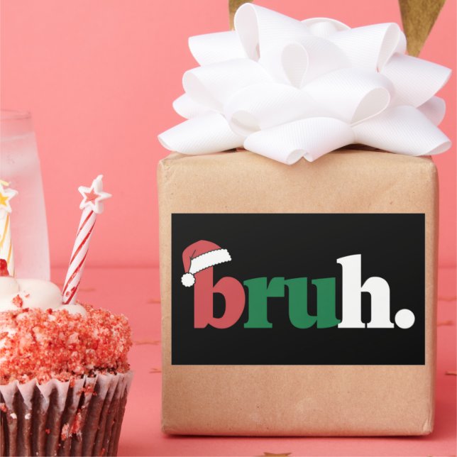Bruh Meme Funny Saying Bro Greeting Christmas Rectangular Sticker (Party)