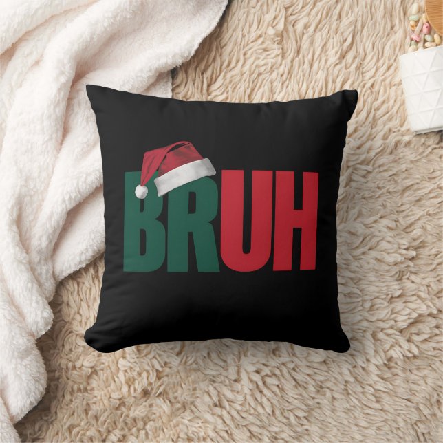 Bruh Meme Funny Saying Bro Greeting Christmas Throw Pillow (Blanket)