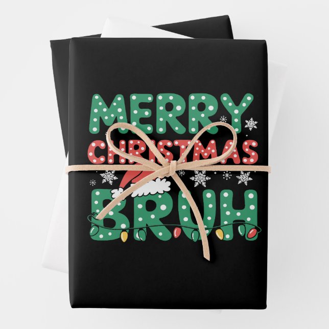 Bruh Meme Funny Saying Bro Greeting Christmas  Wrapping Paper Sheets (In situ)