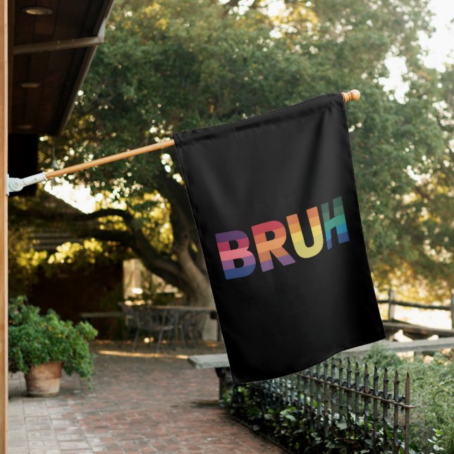 Bruh Meme Funny Saying Bro Greeting Gay LGBT Pride House Flag (In SItu)