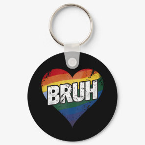 Bruh Meme Funny Saying Bro Greeting Gay LGBT Pride Keychain
