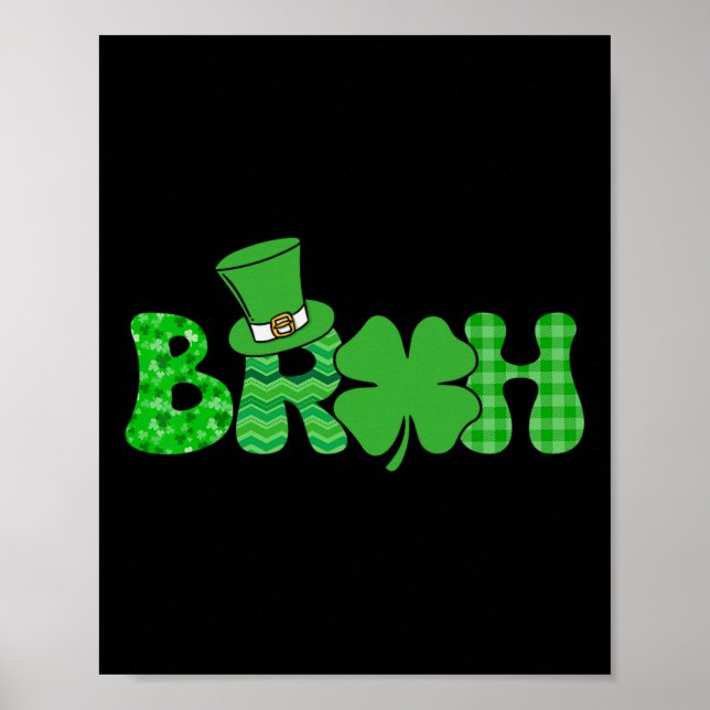 Bruh Meme Funny St Patricks Day Shamrock Irish  Poster (Front)