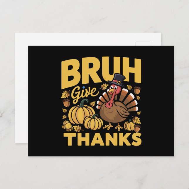 Bruh Meme Funny Thanksgiving Turkey Thankful Postcard (Front/Back)