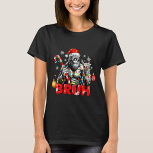 Bruh Merry Christmas Vintage Bigfoot Rock On Xmas T-Shirt