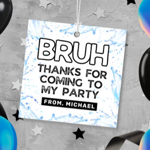 Bruh Pool Party Birthday Favor Tags