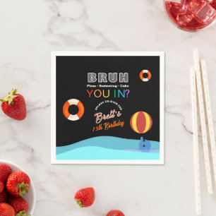 Bruh Pool Party Birthday Napkins