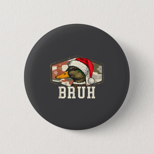 Bruh Santa Duck Hunting Camo Hat Men Women Kids Xm Button (Front)