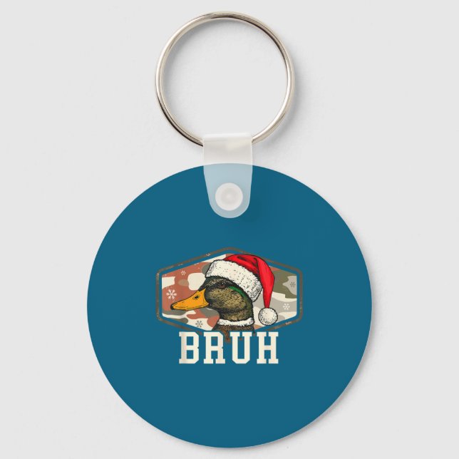 Bruh Santa Duck Hunting Camo Hat Men Women Kids Xm Keychain (Front)
