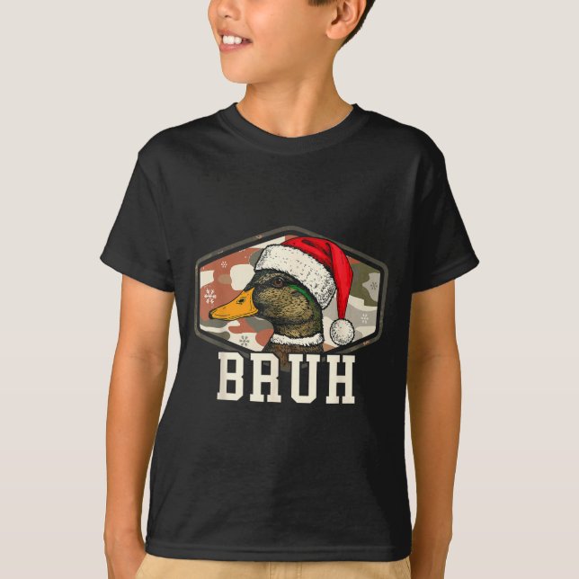 Bruh Santa Duck Hunting Camo Hat Men Women Kids Xm T-Shirt (Front)