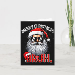 Bruh Santa Hat Funny Christmas Red Plaid Men Boys Card