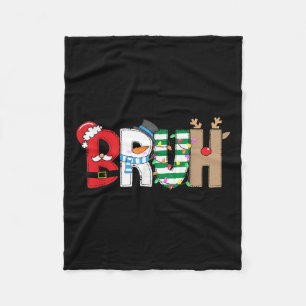 Bruh Santa Snowman Elf Reindeer Merry Christmas Xm Fleece Blanket