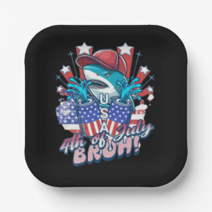 Bruh Shark 4th Of July Paper Plates