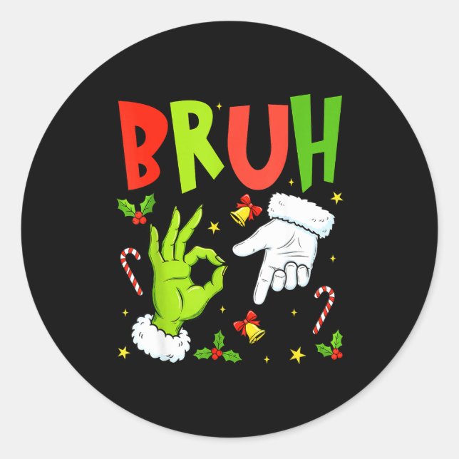 Bruh Six Seven Meme Christmas 67 Bruh Christmas 6  Classic Round Sticker (Front)