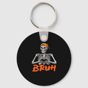 Bruh Skeleton Hand Heart Halloween Costumes Men Cl Keychain