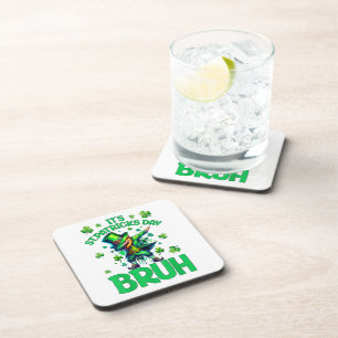 Bruh St Patricks Day Beverage Coaster