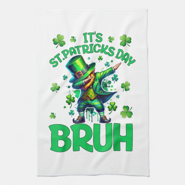 Bruh St Patricks Day Kitchen Towel (Vertical)