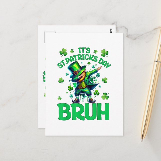 Bruh St Patricks Day Postcard (Front/Back In Situ)