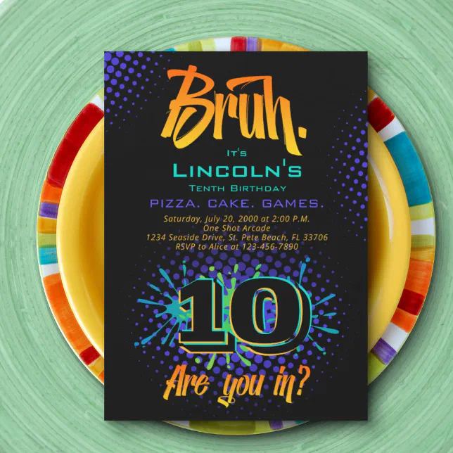 Bruh Teen Boy Birthday Invitation | Zazzle