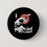 Bruh The Great Wave Kanagawa Funny Japanese Surfin Button