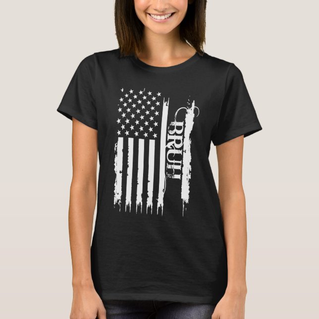 Bruh United States Distressed w US Flag T-Shirt (Front)