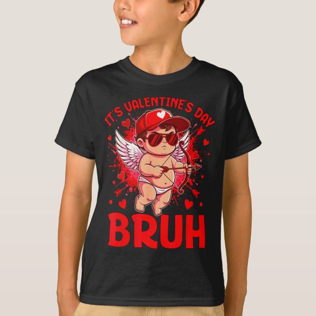 Bruh Valentines Day Boys Kids Funny Heart Valentin T-Shirt (Front)