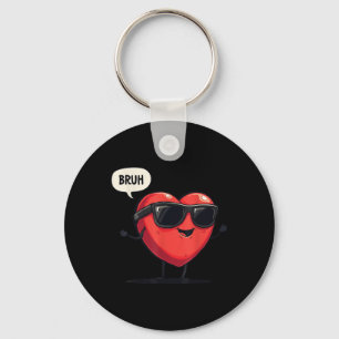 Bruh Valentines Day Heart Humor Meme Men Women Gra Keychain