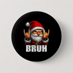 Bruh Vintage Rock On Santa Christmas Pjs Men Boy K Button
