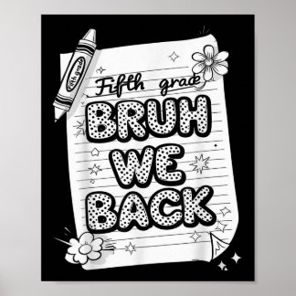 Bruh We Back 5th Grade Funny Back To School Kids B Poster