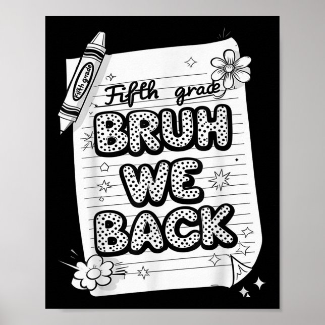 Bruh We Back 5th Grade Funny Back To School Kids B Poster (Front)