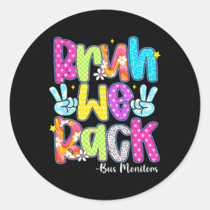 Bruh We Back Bus Monitors Checkered Back To School Classic Round Sticker