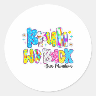 Bruh We Back Bus Monitors Funny Back To School  Classic Round Sticker