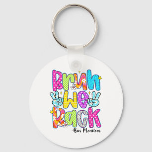 Bruh We Back Bus Monitors Leopard Back To School  Keychain