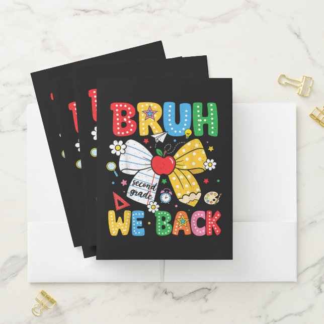 Bruh We Back Second 2nd Grade Back to School Pocket Folder (In Situ)