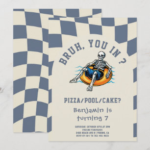 Bruh you in Boy Summer Pool Birthday Party Invitation