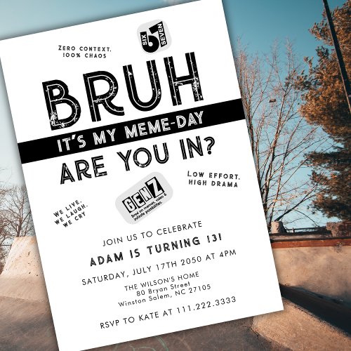 Bruh, You In?  Meme Teen Boy Trendy Cool Birthday 