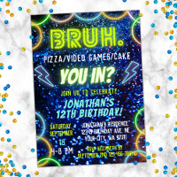 Bruh You In? Neon Glow Blue Green Boy Birthday