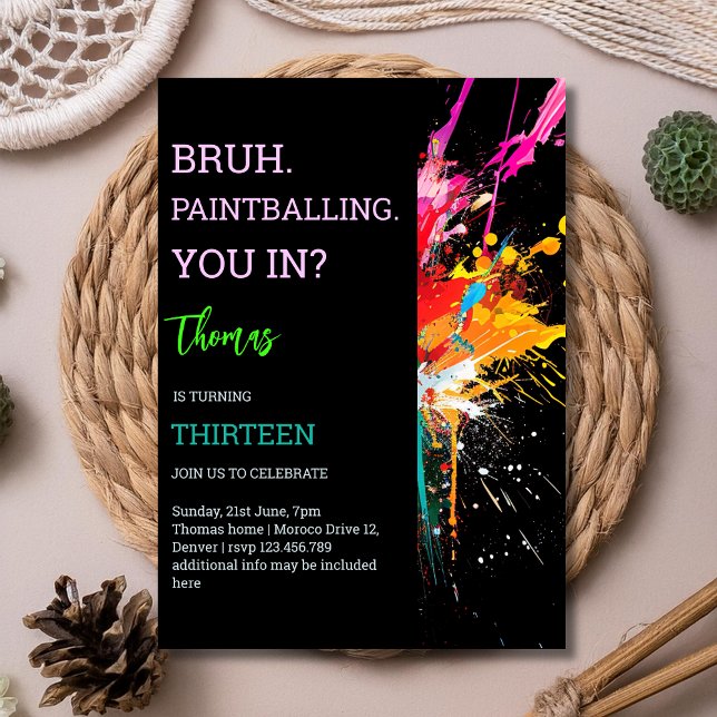 Bruh, you in? paintball birthday  invitation (Creator Uploaded)