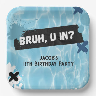 Bruh You In Pool Party Teen Boy Birthday Paper Plates