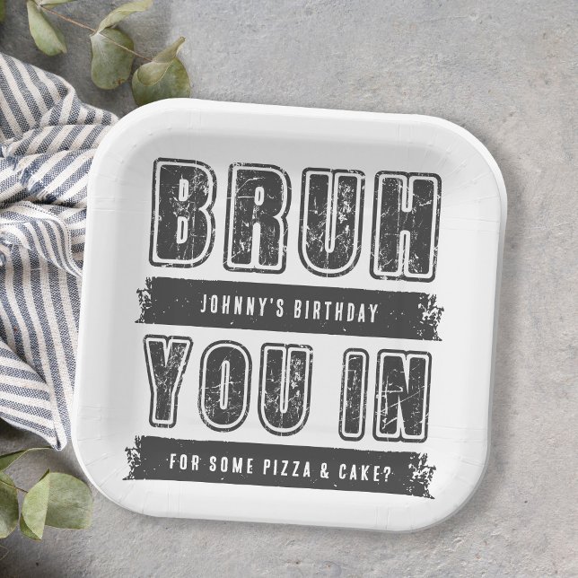 Bruh, You In? Pool Party Teen Boy Birthday Paper Plates (Creator Uploaded)