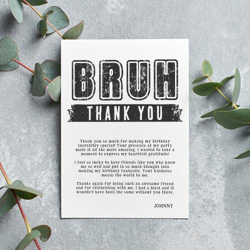 Bruh You In Pool Party Teen Boy Birthday Thank You Card