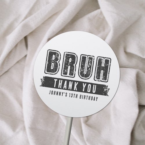 Bruh You In Pool Party Teen Boy Birthday Thank You Classic Round Sticker