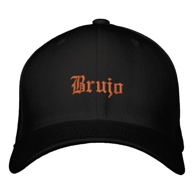 Brujo Warlock Personalize Name on Back of Black Embroidered Baseball Cap (Front)