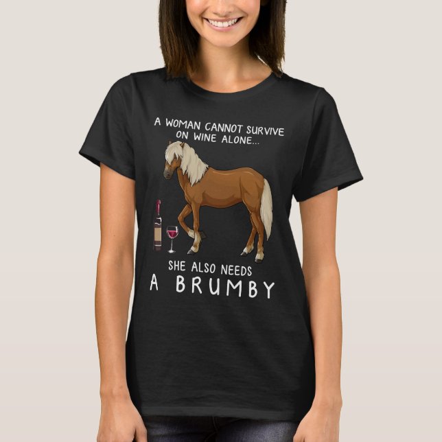 Brumby Horse And Wine Horse Fitted T-Shirt (Front)